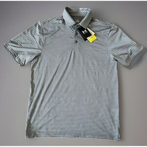 Under Armour Golf Drive Groove Stripe Polo Sun Protect Embroider Medium New JBHS